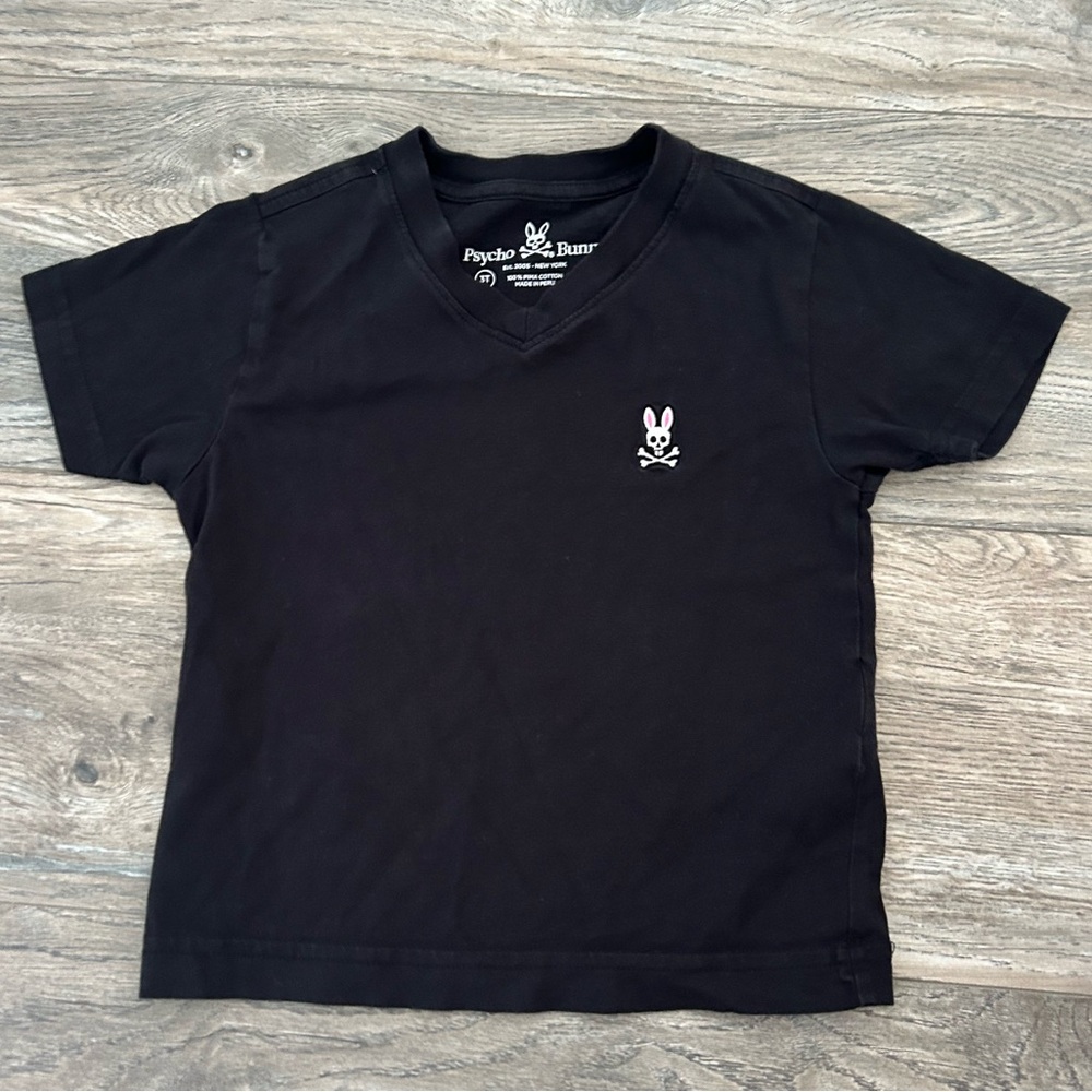 Psycho bunny black v neck embroidered logo tee unisex size 3t